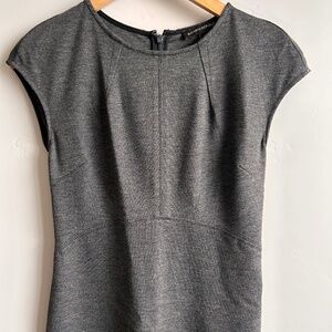 Banana Republic Women’s Dress 0 Gray Sheath Pencil Cap Sleeve Stretch Zipper